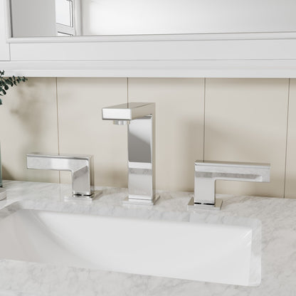 Eviva Sleek 2-Handle Waterfall Widespread Bathroom Faucet with Deckplate Included in Chrome