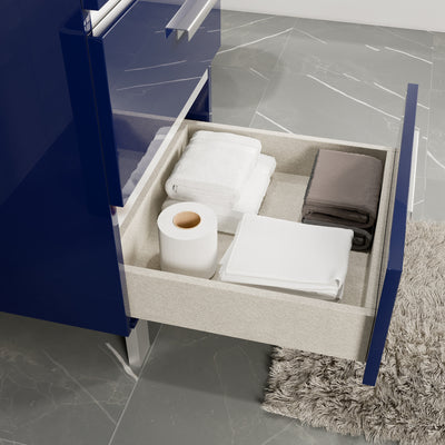 Deluxe 24"W x 18"D Blue Bathroom Vanity with White Porcelain Countertop and Integrated Sink