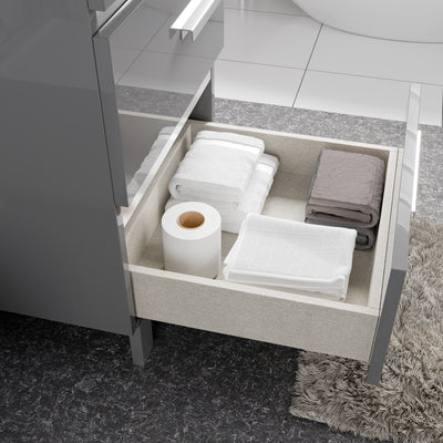 Deluxe 24"W x 18"D Gray Bathroom Vanity with White Porcelain Countertop and Integrated Sink