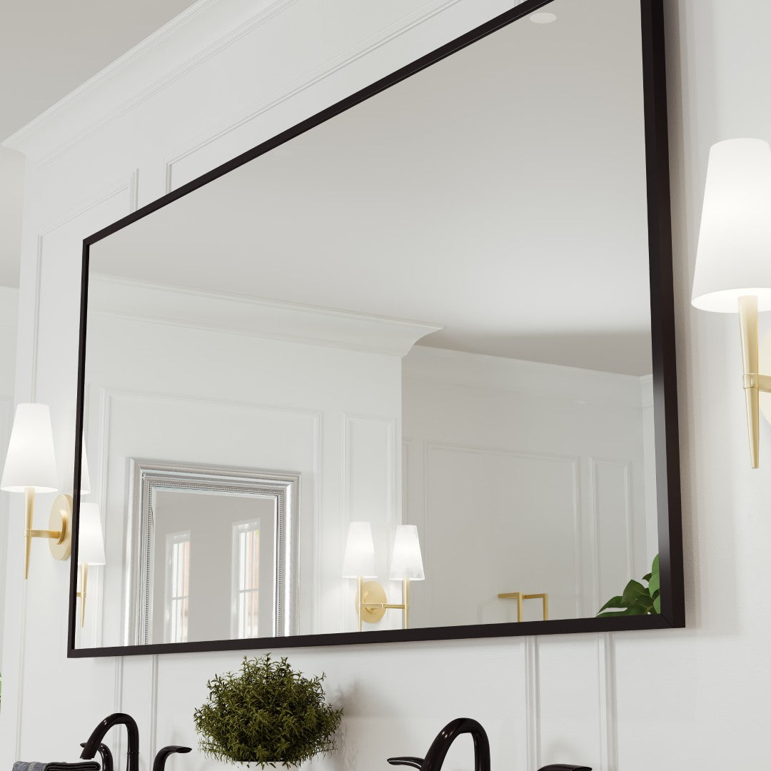 Eviva Black 58" x 28" Rectangular Black Metal Framed Mirror