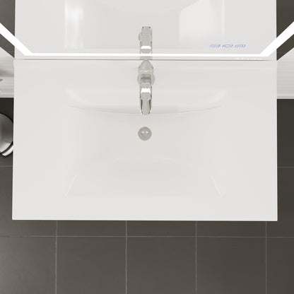 Capri 32 in. Vintage Ash Wall Mount Single Sink Bath Vanity with Porcelain Top and Integrated Sink