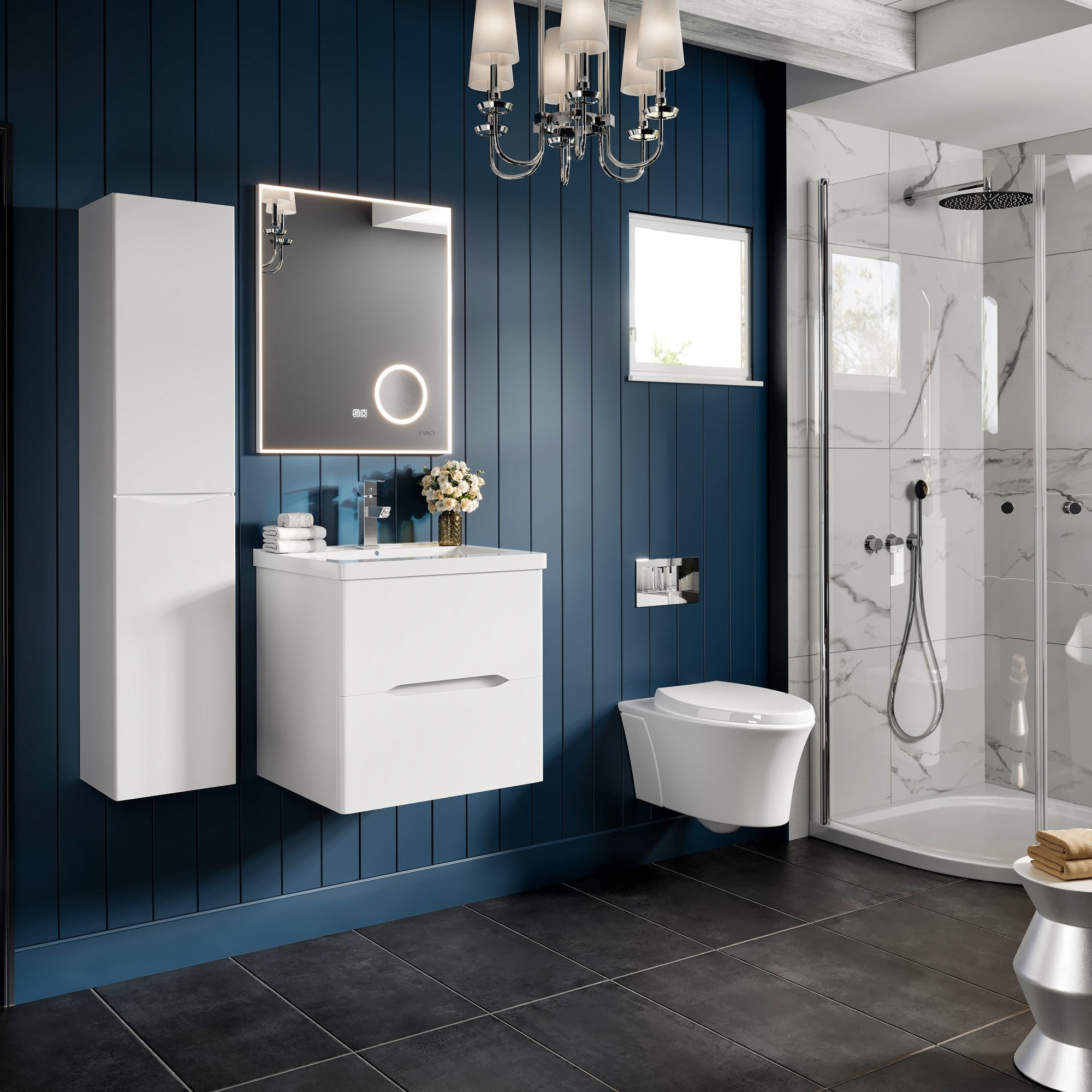 Maui 24 in. White Wall Mount Single Sink Bath Vanity with Acrylic Top and Integrated Sink