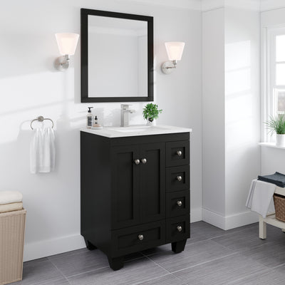 Acclaim 24"W x 22"D Espresso Bathroom Vanity with White Carrara Quartz Countertop and Undermount Porcelain Sink