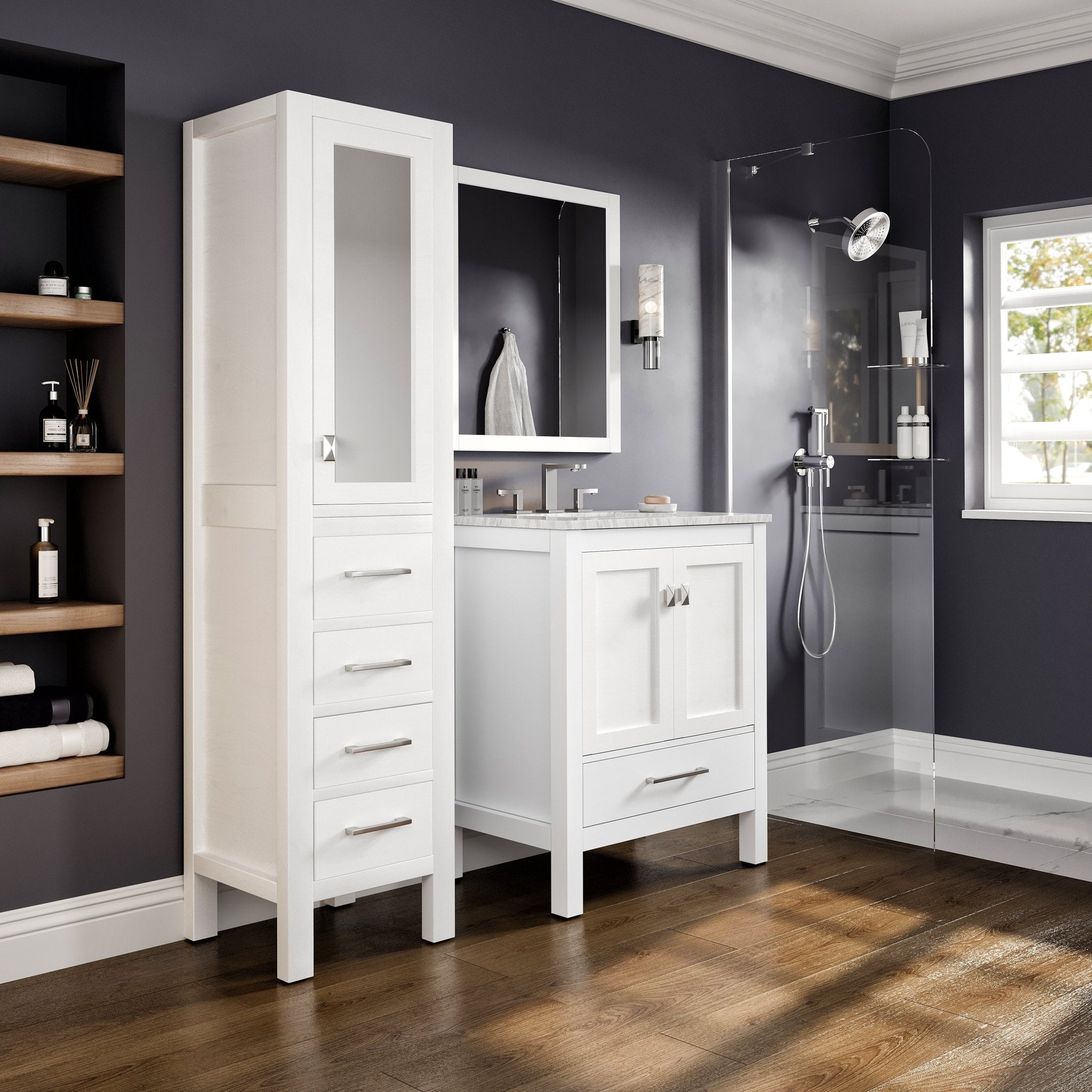 Eviva Aberdeen 18 in. W x 20 in. D White Freestanding Linen Cabinet - Bathroom Cabinet by Eviva