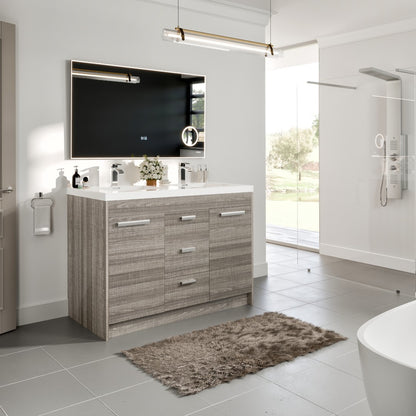 Lugano 48 in. Ash Double Sink Bath Vanity with Acrylic Top and Integrated Sinks