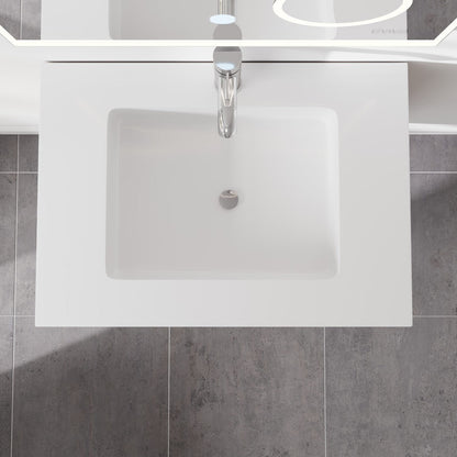 Madeira 24 in. Oak Wall Mount Single Sink Bath Vanity with Acrylic Top and Integrated Sink