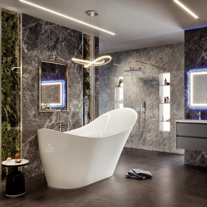 Eviva Lisa 67" Glossy White Acrylic Freestanding Bathtub