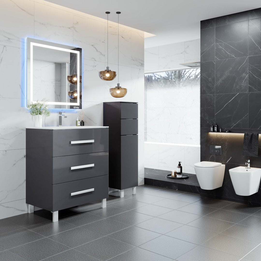 Libra 28 in. Gray Single Sink Bath Vanity with Porcelain Top and Integrated Sink