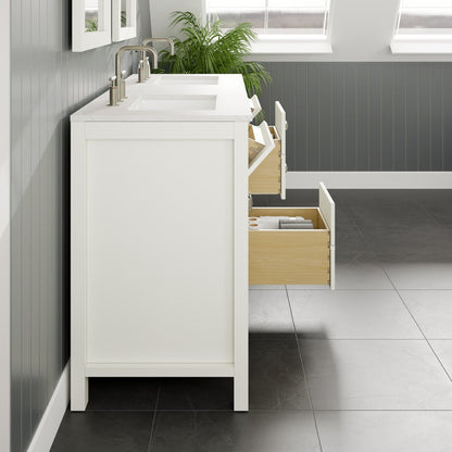 Artemis 72 in. White Double Sink  Bath Vanity with Engineered Top and Undermount Porcelain Sinks