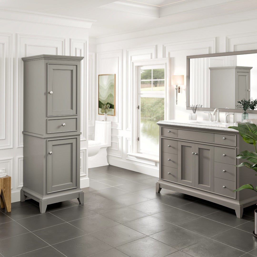 Eviva Elite Stamford 21 in. W x 18 in. D Gray Freestanding Linen Cabinet