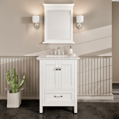 Eviva Britney 24 Inch Transitional White Bathroom Vanity