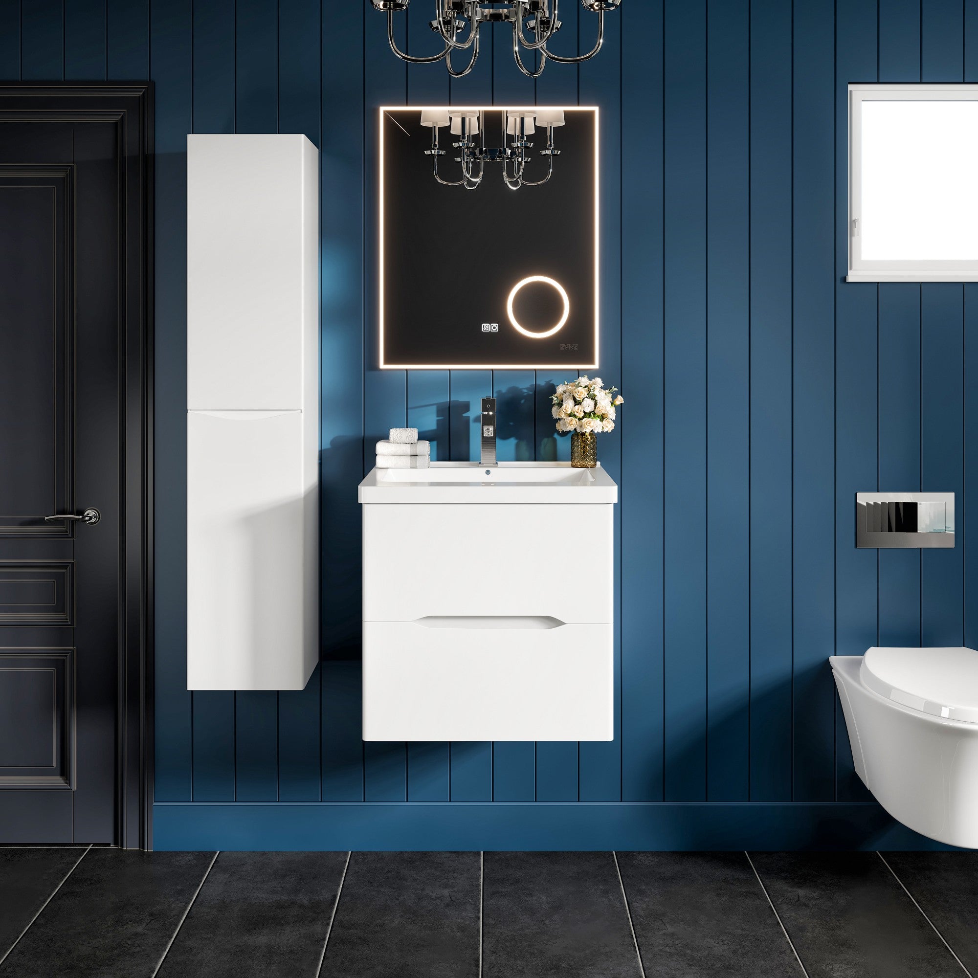 Maui 24 in. White Wall Mount Single Sink Bath Vanity with Acrylic Top and Integrated Sink