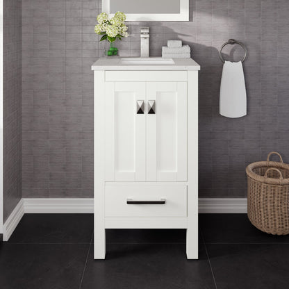 London 24 in. White Single Sink Bath Vanity with Carrara Quartz Top and Undermount Porcelain Sink