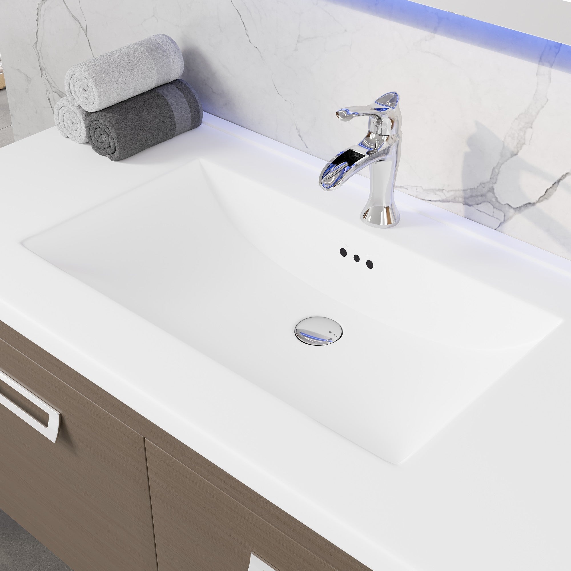 Orleans 38 in. Wenge Wall Mount Single Sink Bath Vanity with Porcelain Top and Integrated Sink
