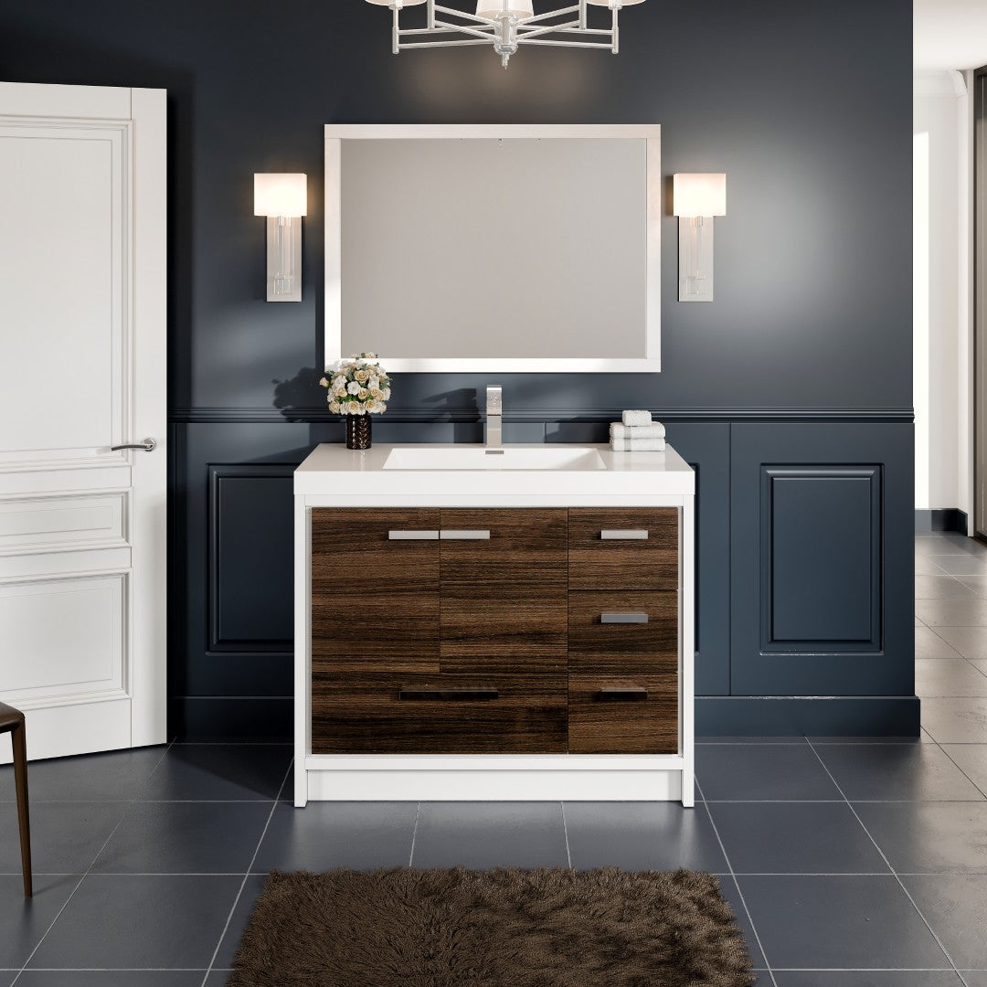 Grace 42 in. Gray Oak Single Sink Bath Vanity with Acrylic Top and Integrated Sink