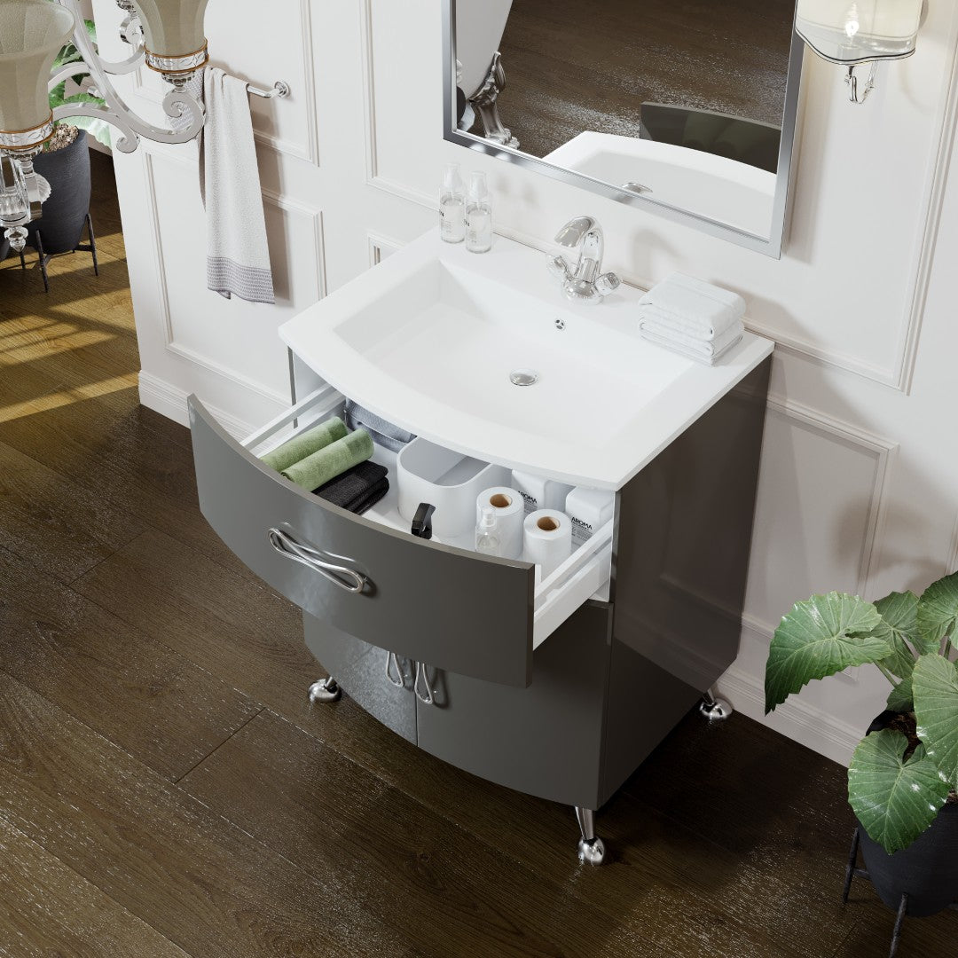 Lina 24 in. Gray Single Sink Bath Vanity with Porcelain Top and Integrated Sink
