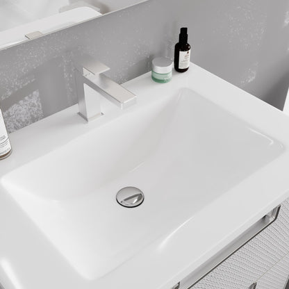 Jasmine 32 in. White Single Sink Bath Vanity with Acrylic Top and Integrated Sink