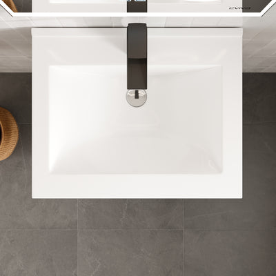 Joy 24"W x 18"D Maple Wall Mount Bathroom Vanity with White Porcelain Countertop and Integrated Sink