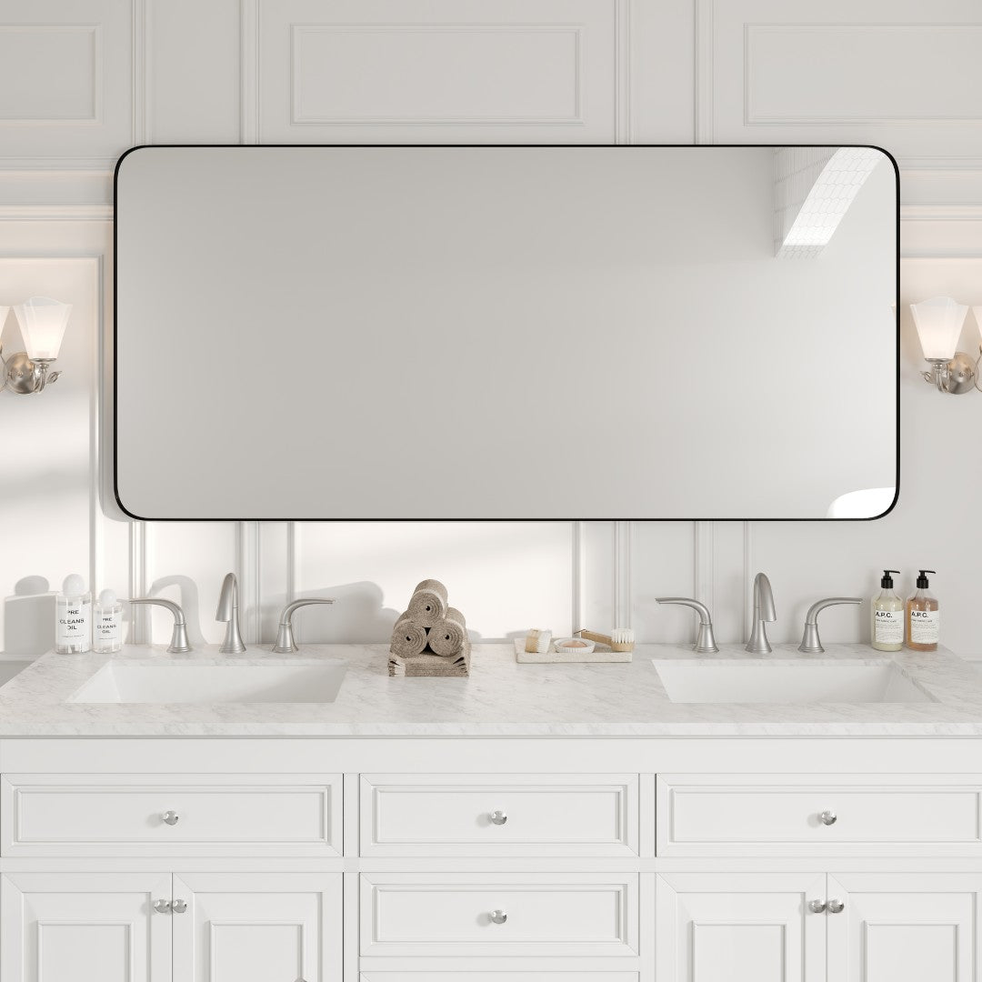 Eviva Harmony 60" x 28" Rectangular Black Metal Framed Mirror