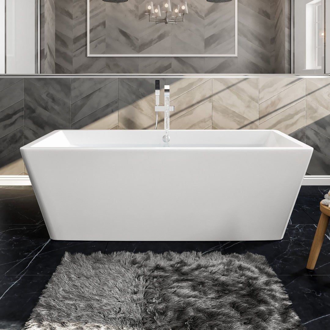 Eviva Rachel 67" Glossy White Acrylic Freestanding Bathtub