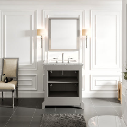 Elite Princeton 30 in. Gray Single Sink Bath Vanity with Carrara Marble Top and Undermount Porcelain Sink