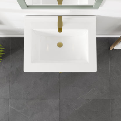 Seoul 24 in. Vintage Green Single Sink Bath Vanity with Porcelain Top and Integrated Sink
