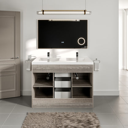 Lugano 48 in. Ash Double Sink Bath Vanity with Acrylic Top and Integrated Sinks