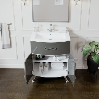 Lina 24 in. Gray Single Sink Bath Vanity with Porcelain Top and Integrated Sink