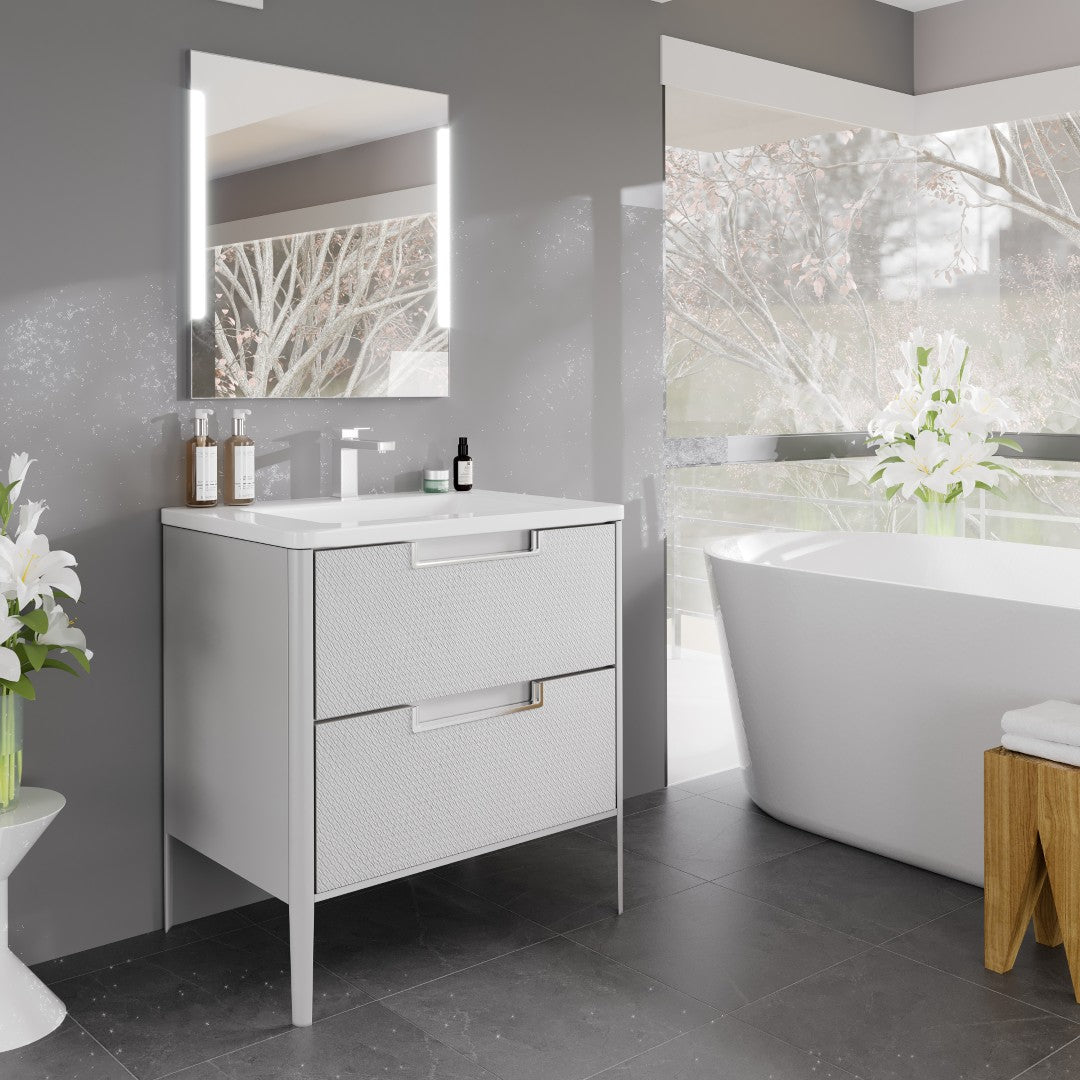 Jasmine 32 in. White Single Sink Bath Vanity with Acrylic Top and Integrated Sink
