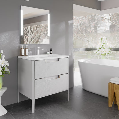 Jasmine 32 in. White Single Sink Bath Vanity with Acrylic Top and Integrated Sink
