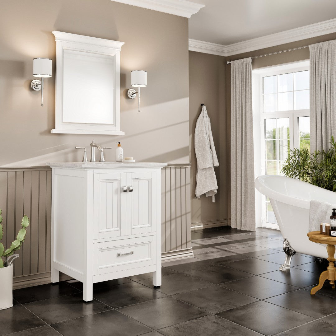 Eviva Britney 24 Inch Transitional White Bathroom Vanity