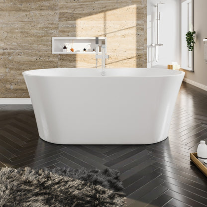 Eviva Emely 60" Glossy White Oval Acrylic Freestanding Bathtub