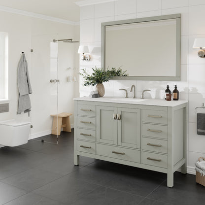 Aberdeen 54 in. Gray Single Sink Bath Vanity with Carrara Quartz Top and Undermount Porcelain Sink