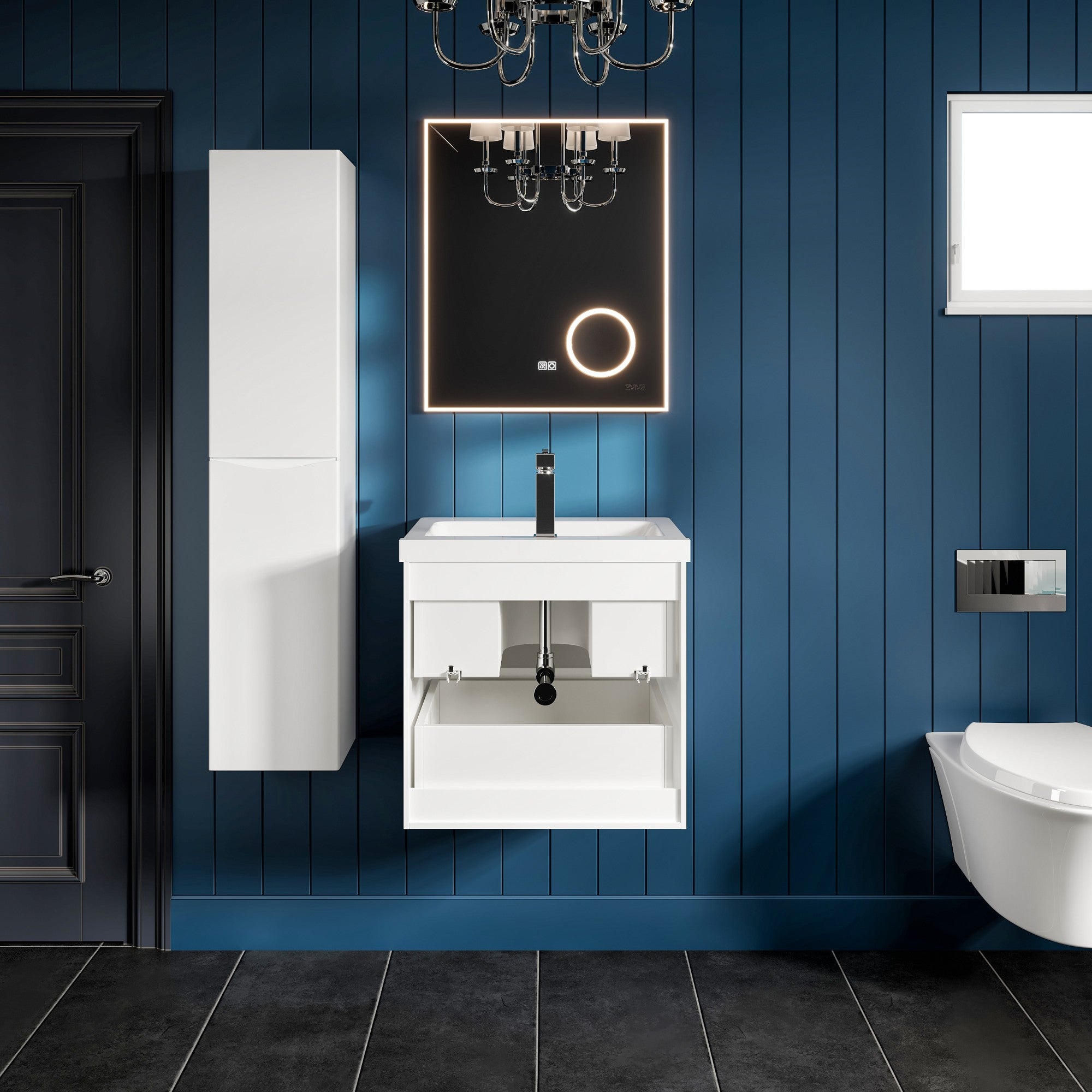 Maui 24 in. White Wall Mount Single Sink Bath Vanity with Acrylic Top and Integrated Sink