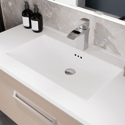 Orleans 38 in. Light Oak Wall Mount Single Sink Bath Vanity with Porcelain Top and Integrated Sink