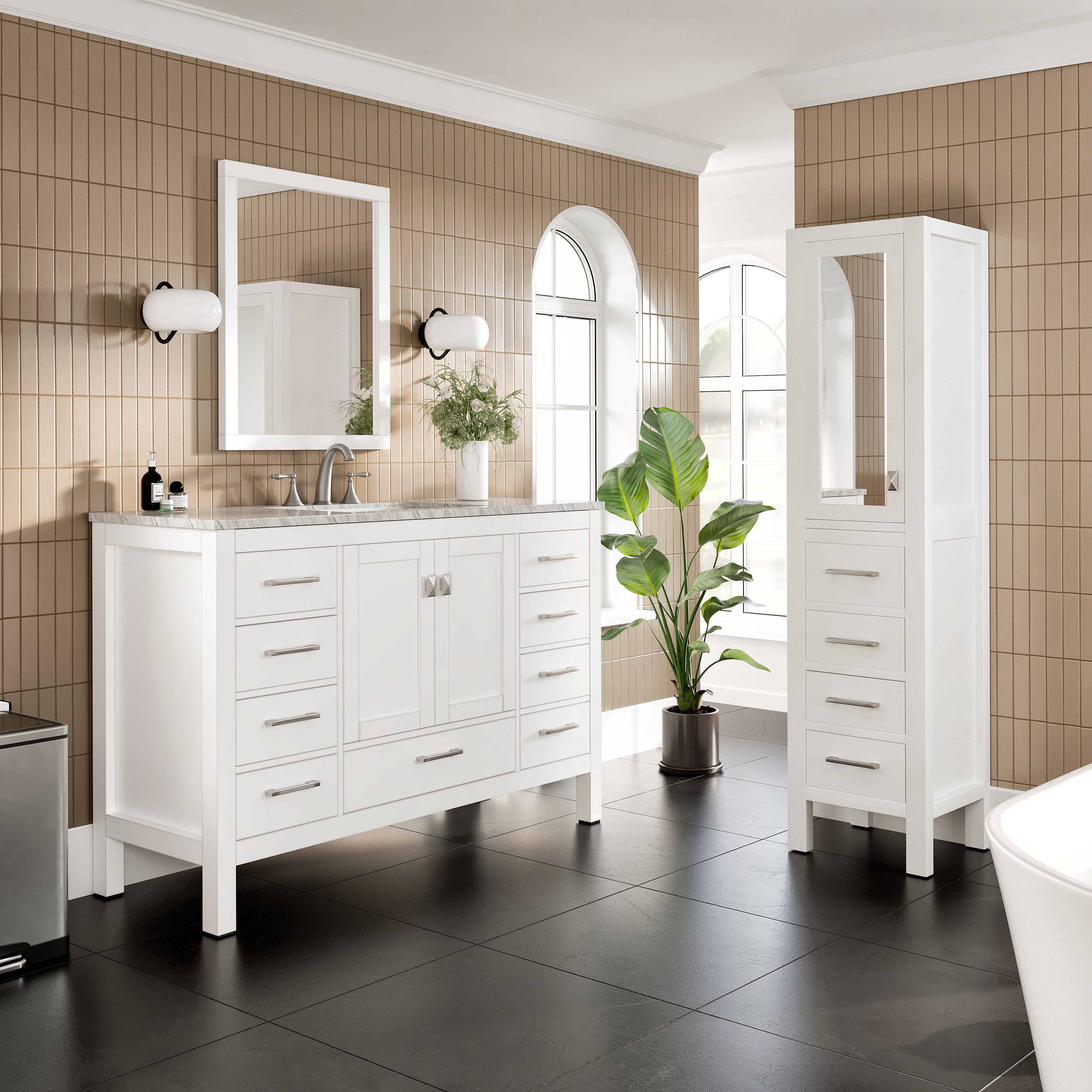 Eviva Aberdeen 18 in. W x 20 in. D White Freestanding Linen Cabinet
