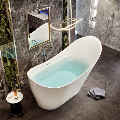 Eviva Lisa 67" Glossy White Acrylic Freestanding Bathtub