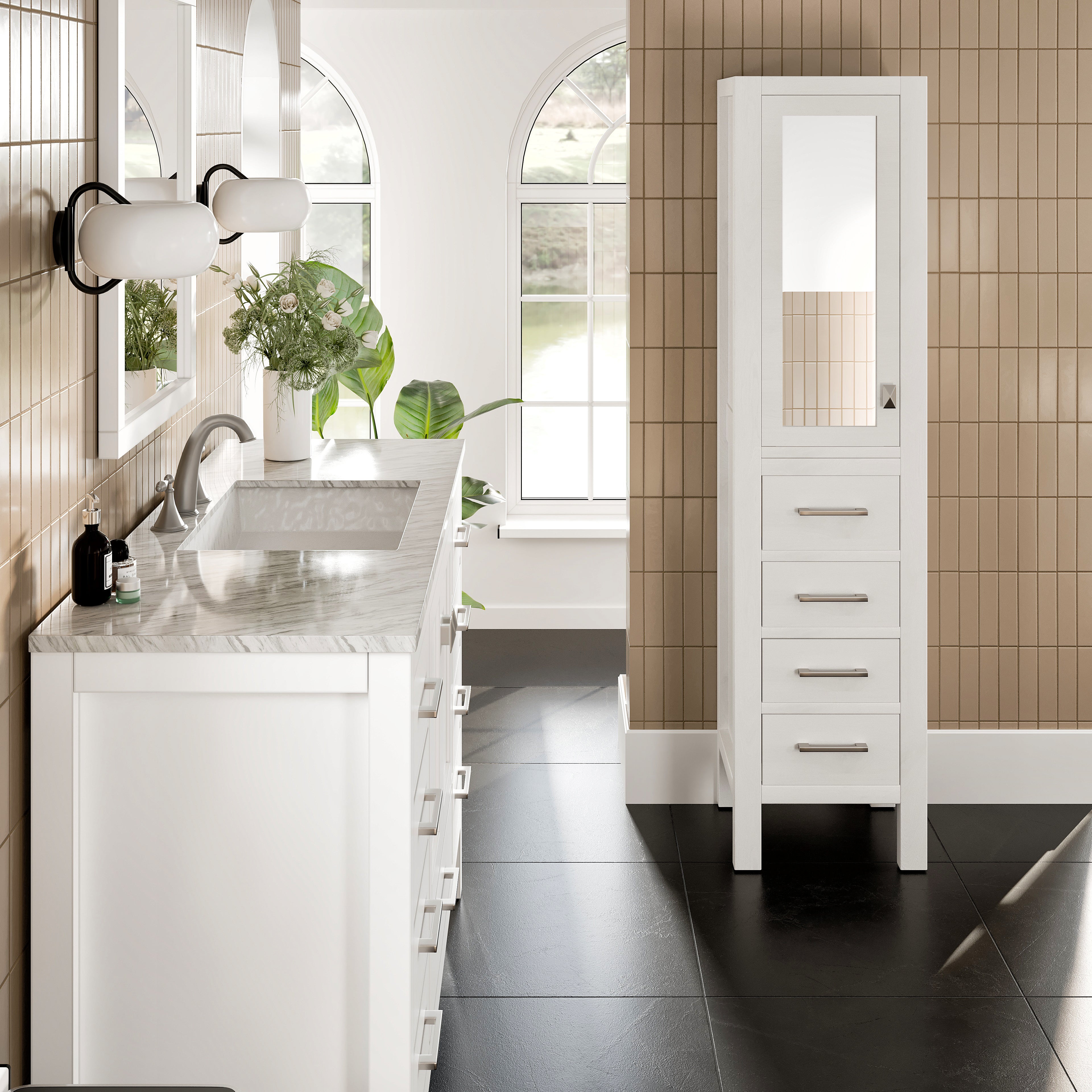Eviva Aberdeen 18 in. W x 20 in. D White Freestanding Linen Cabinet