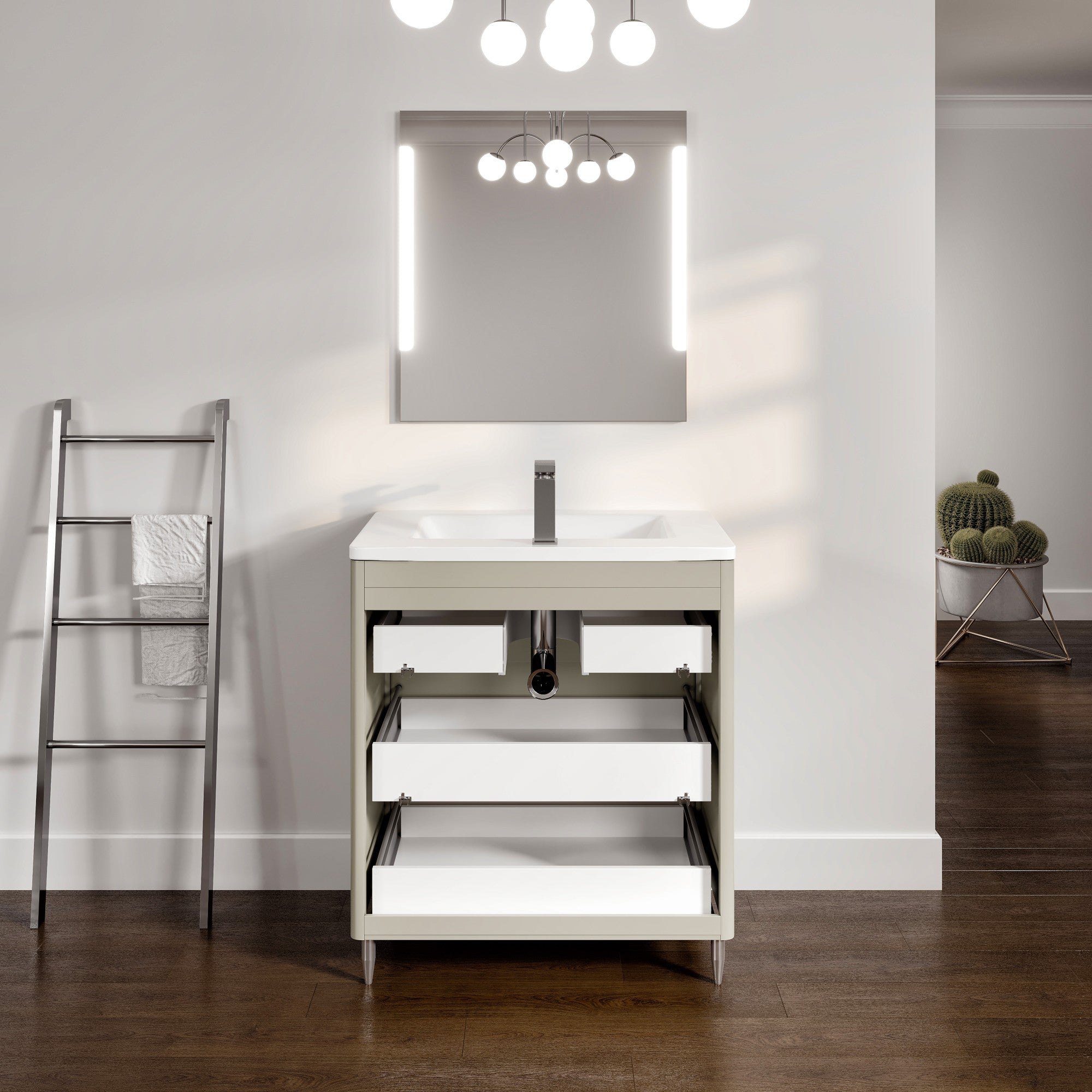Marbella 40 in. Gray Single Sink Bath Vanity with Acrylic Top and Integrated Sink