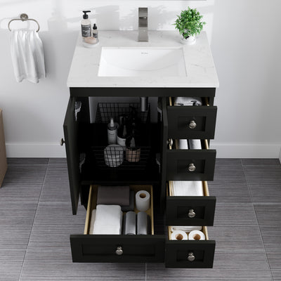 Acclaim 24"W x 22"D Espresso Bathroom Vanity with White Carrara Quartz Countertop and Undermount Porcelain Sink