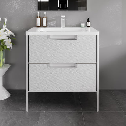 Jasmine 32 in. White Single Sink Bath Vanity with Acrylic Top and Integrated Sink