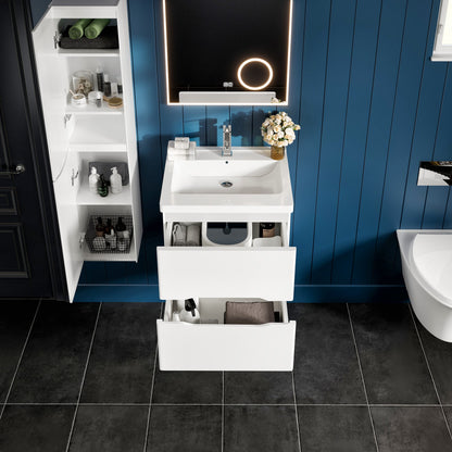 Maui 24 in. White Wall Mount Single Sink Bath Vanity with Acrylic Top and Integrated Sink