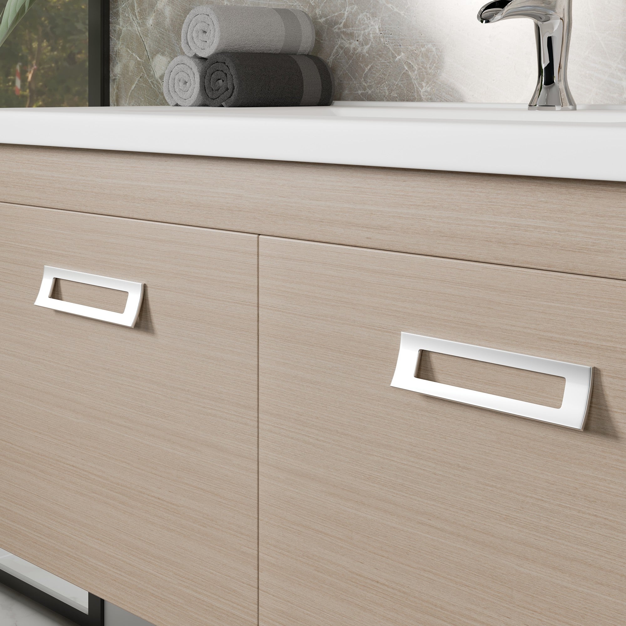 Orleans 38 in. Light Oak Wall Mount Single Sink Bath Vanity with Porcelain Top and Integrated Sink