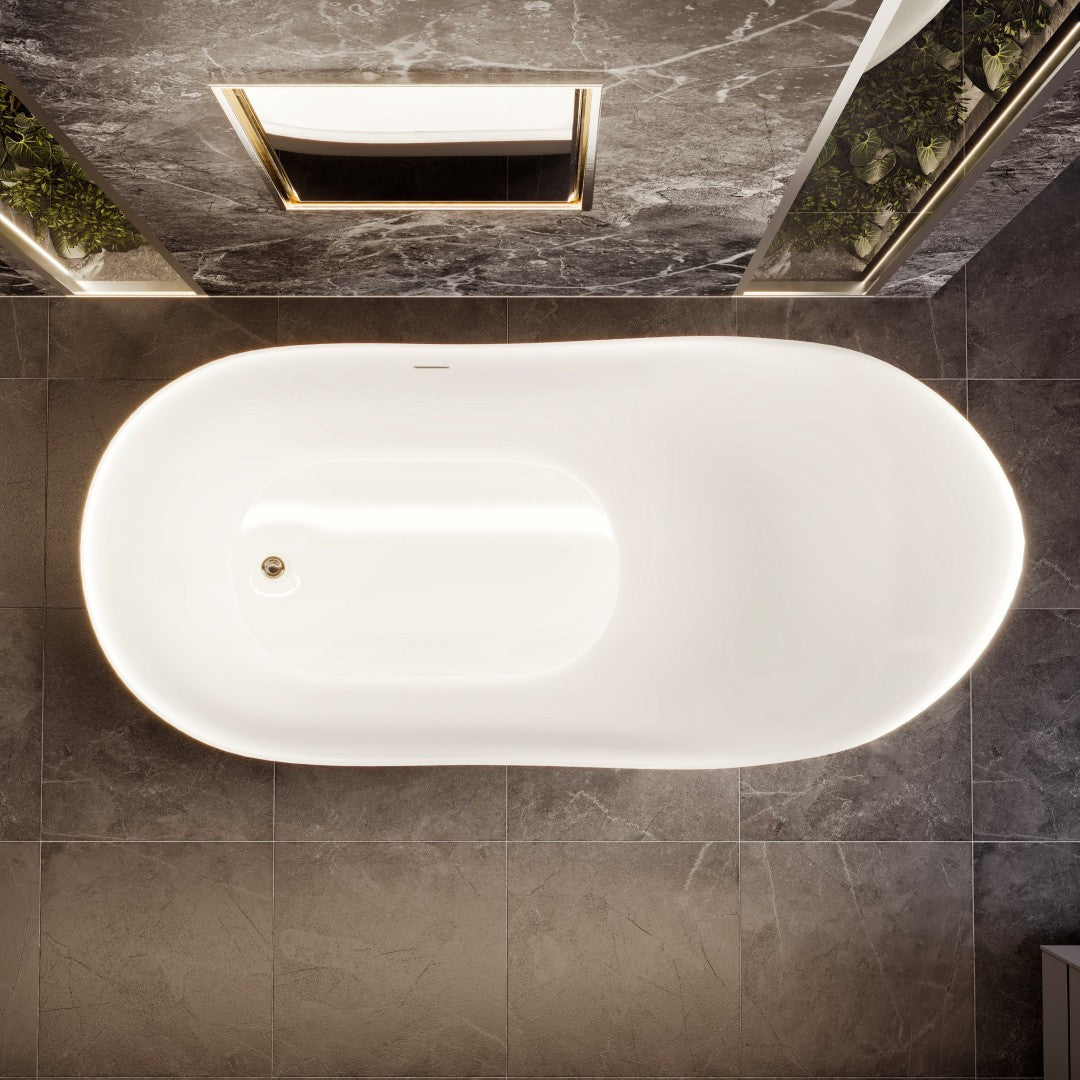 Eviva Lisa 67" Glossy White Acrylic Freestanding Bathtub