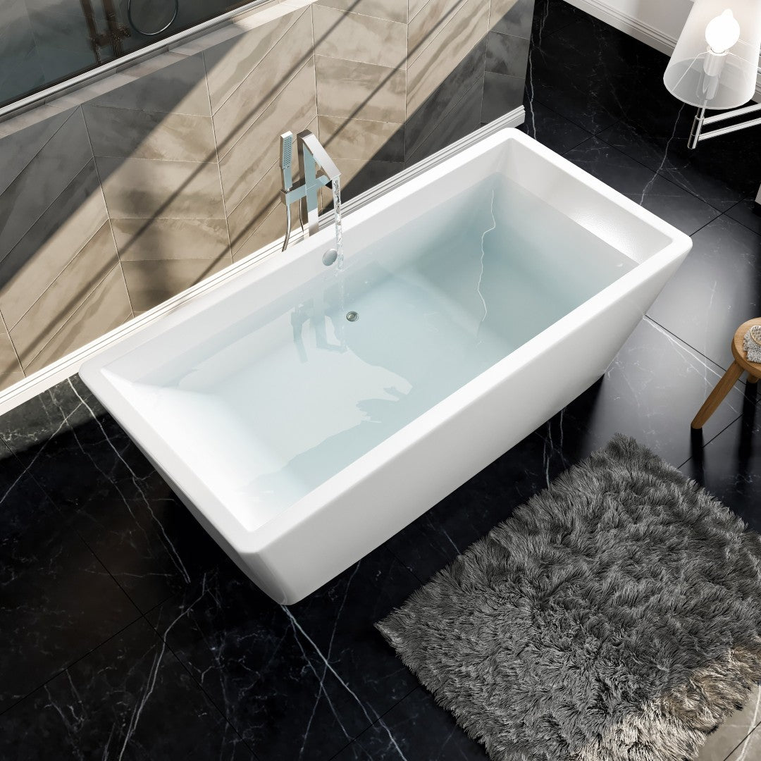 Eviva Rachel 67" Glossy White Acrylic Freestanding Bathtub