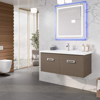 Orleans 38 in. Wenge Wall Mount Single Sink Bath Vanity with Porcelain Top and Integrated Sink