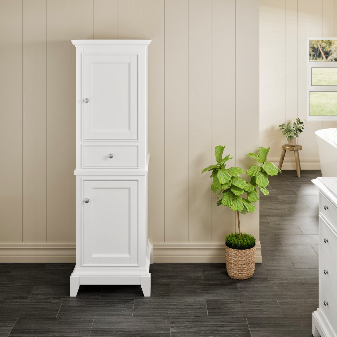 Eviva Elite Stamford 21 in. W x 18 in. D White Freestanding Linen Cabinet