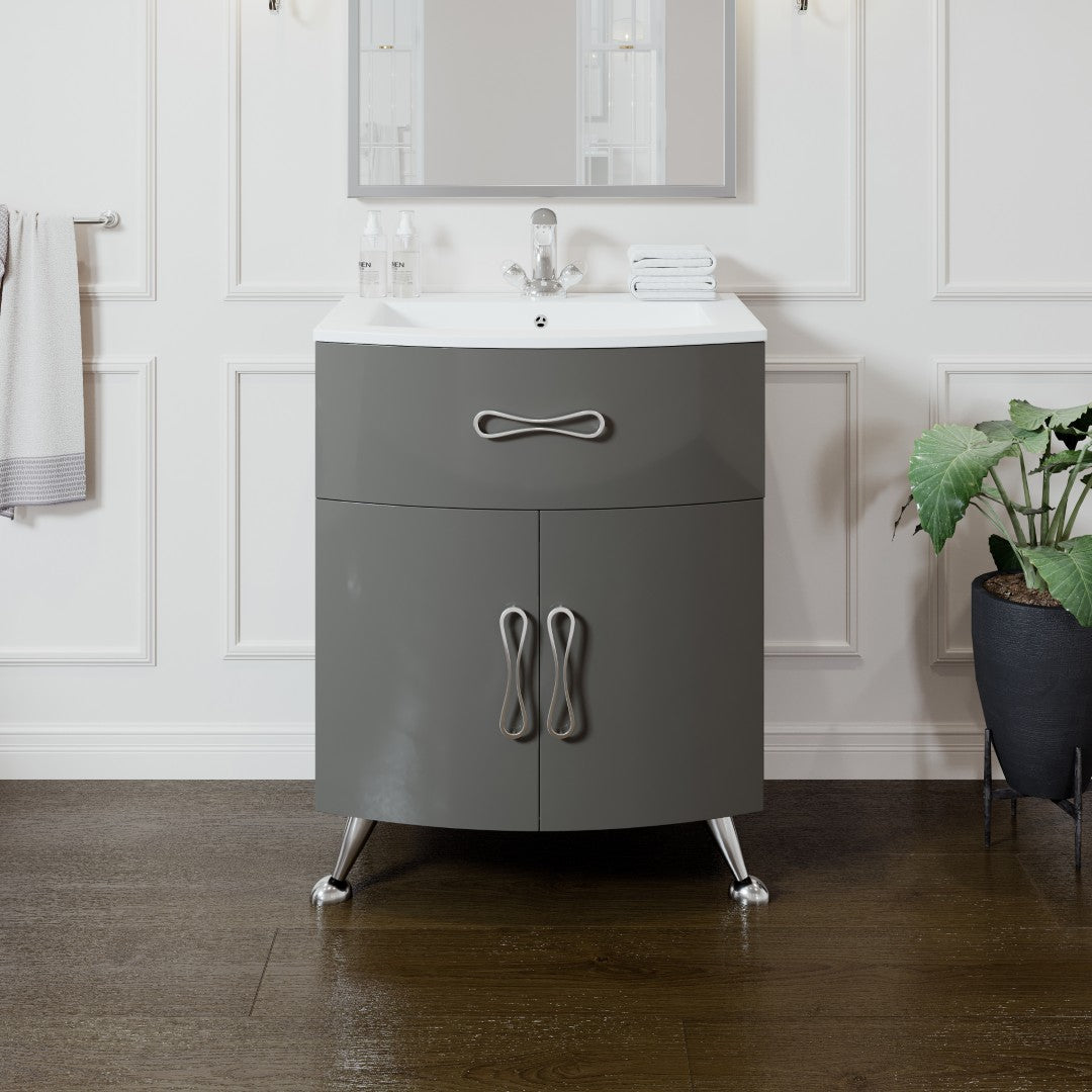 Lina 24 in. Gray Single Sink Bath Vanity with Porcelain Top and Integrated Sink