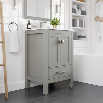 Aberdeen 30 in. Gray Single Sink Bath Vanity with Carrara Quartz Top and Undermount Porcelain Sink