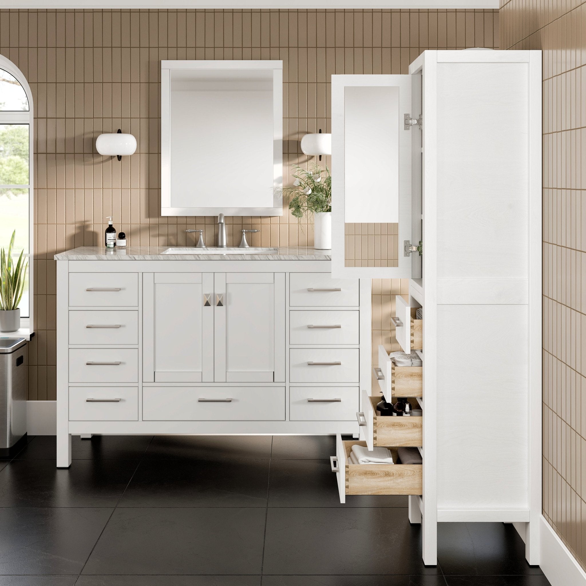 Eviva Aberdeen 18 in. W x 20 in. D White Freestanding Linen Cabinet - Bathroom Cabinet by Eviva